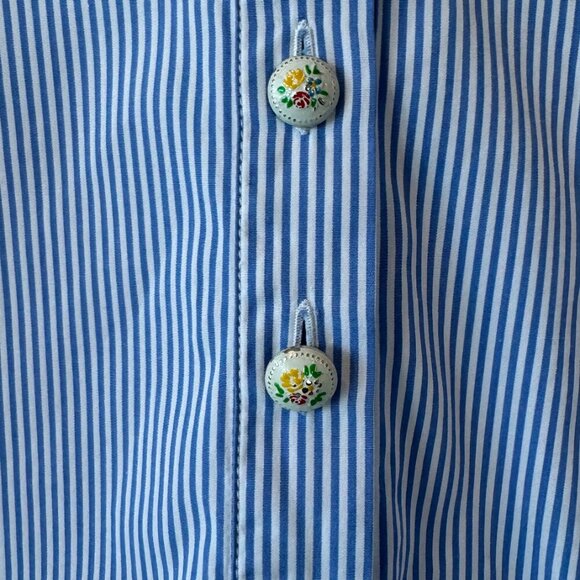 ALEXANDER MCQUEEN Blue & White Striped Shirt Dress | SZ: M - Picture 9 of 9